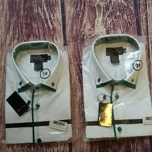 Ben Hugo white dress shirt w/green trim NWT 18 20